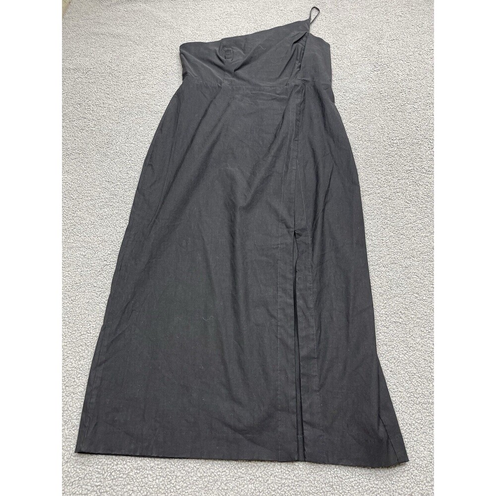 Anthropologie Midi Dress Women Black One Shoulder Linen Blend Preppy Sz XL New - Picture 2 of 12